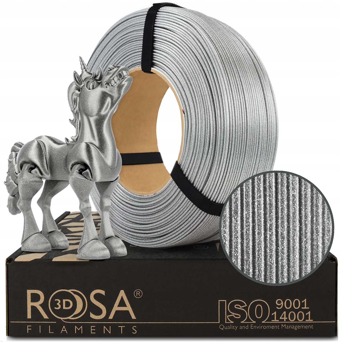 Filament Rosa 3D Refill Pla Galaxy 1,75mm 1kg Srebrny Brillant Silver