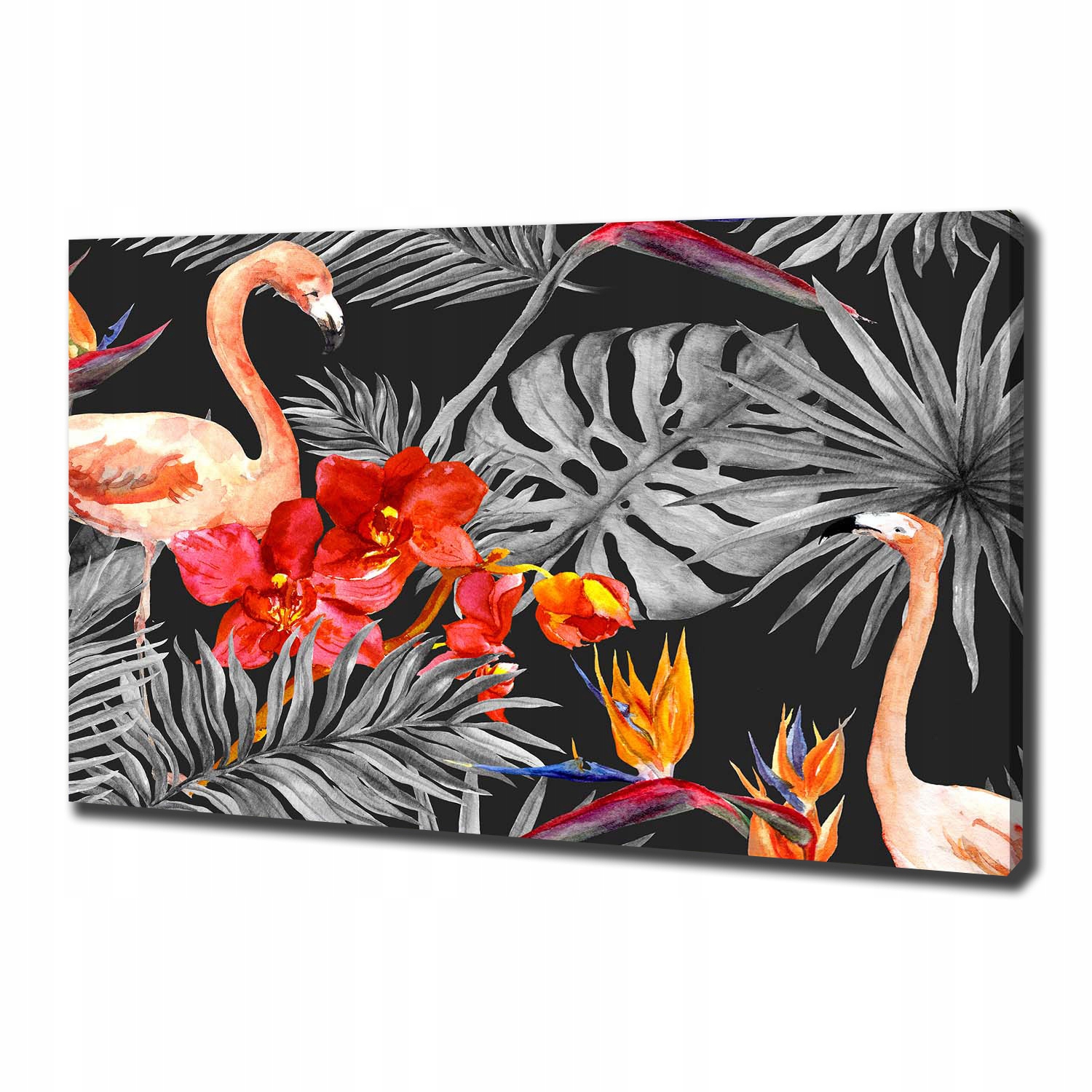 

Foto obraz na płótnie Flamingi i kwiaty 100x70 cm