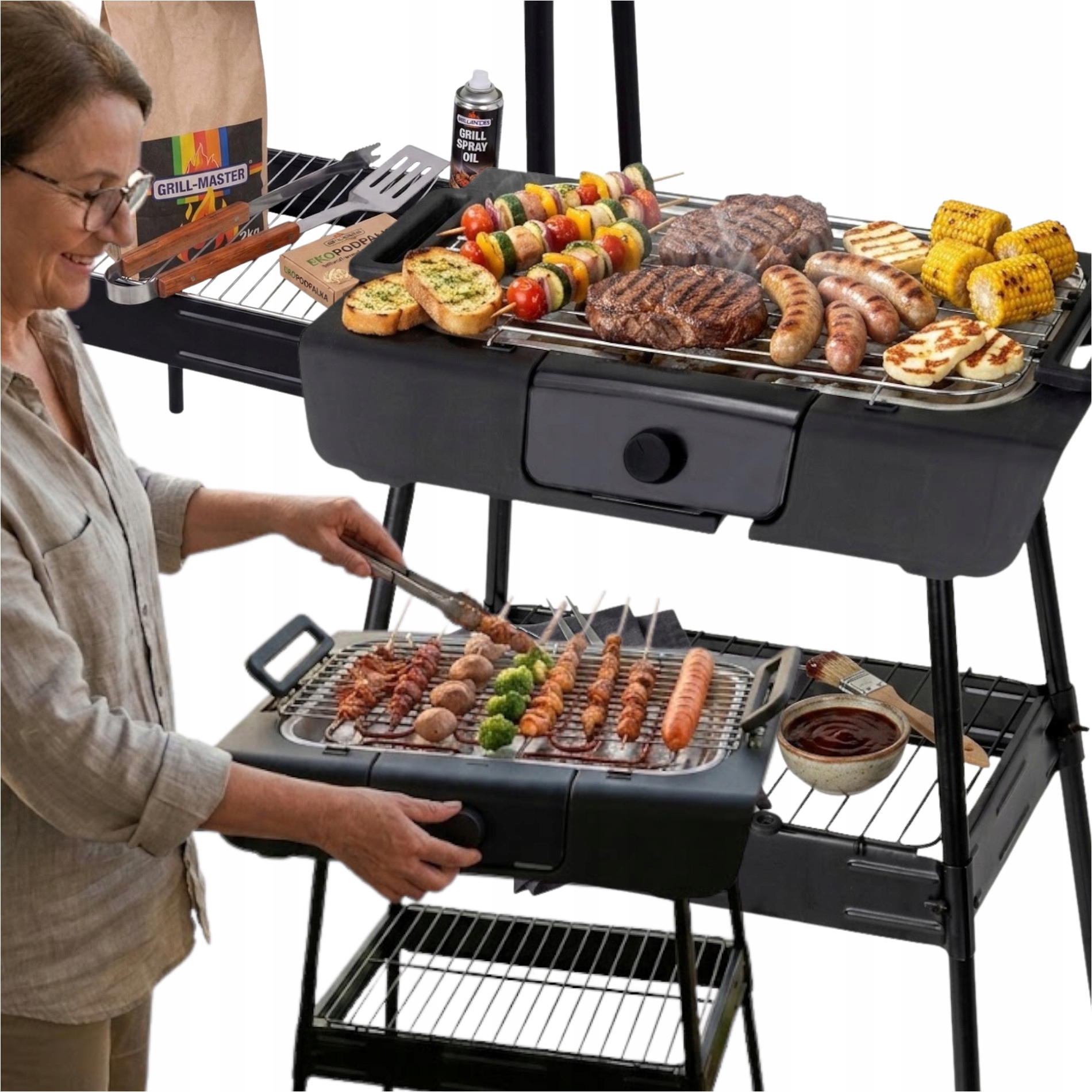 Elektrický Gril Na Nohách Odnímateľný Rám 2v1 Kuchyňa/záhrada/balkon