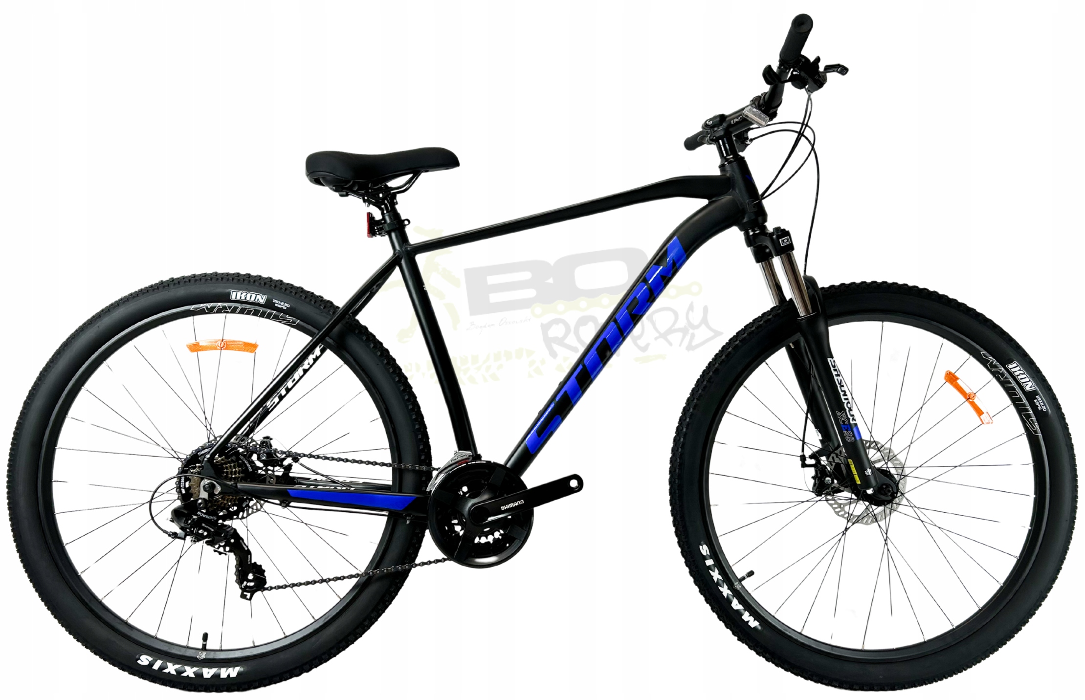 Rower Górski Mtb Storm Shark 1.0 2D 29 rama 21 czarny niebieski mat 2025