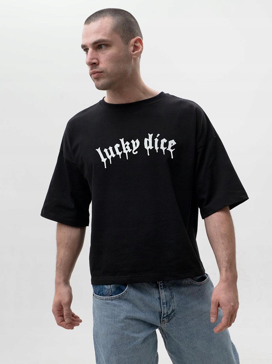 Tričko Tričko Krátký rukáv Boxy Pánské Černá Lucky Dice Gothic Lucky L
