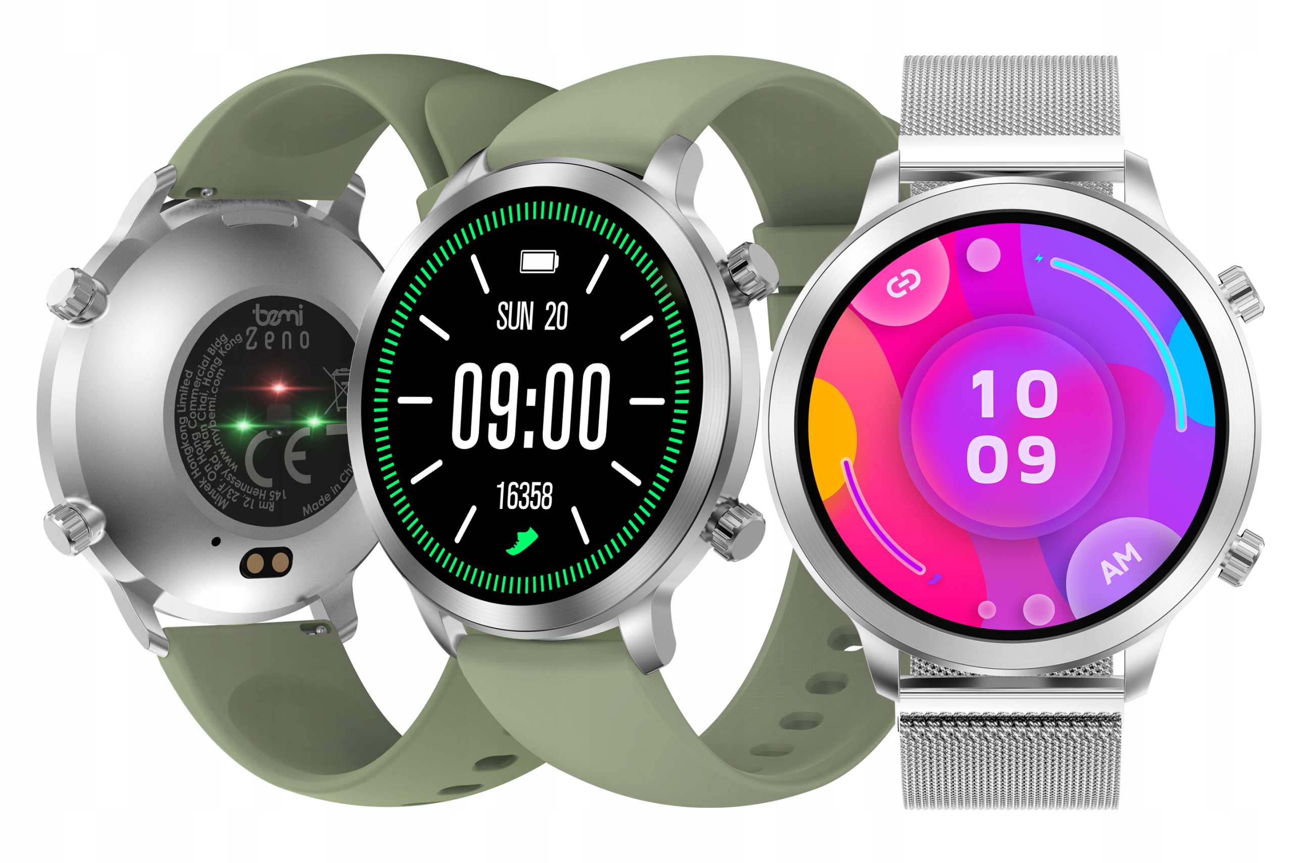 Chytré Hodinky Bemi Zeno Ai Chat DaGPT 1.43 Amoled Dámské 2 Řemínky SpO2 Stříbrné