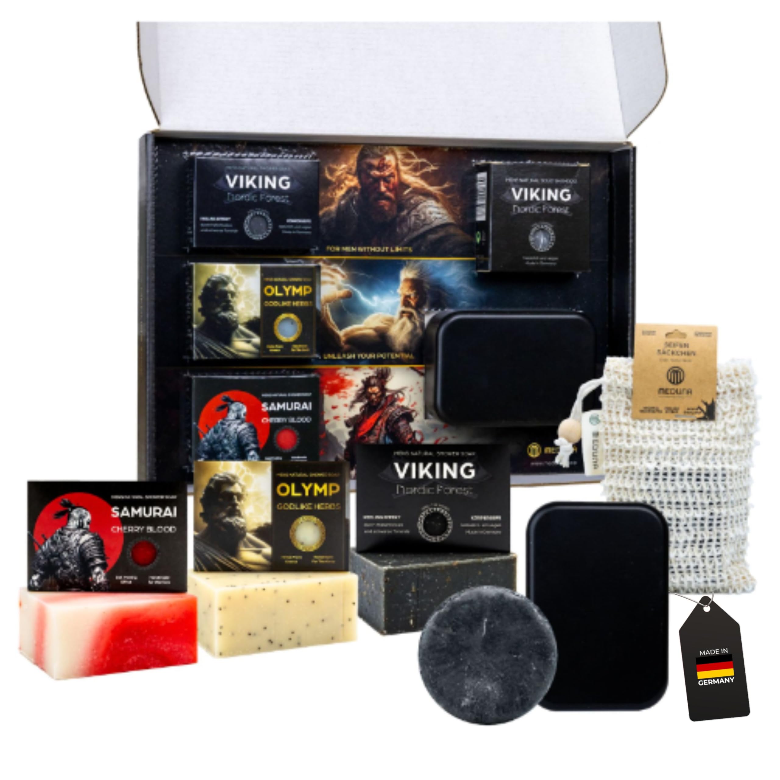 Levně Meduna Sada mýdel 3 x 100 g Přírodní mýdlo Šampon Veganský Dárek