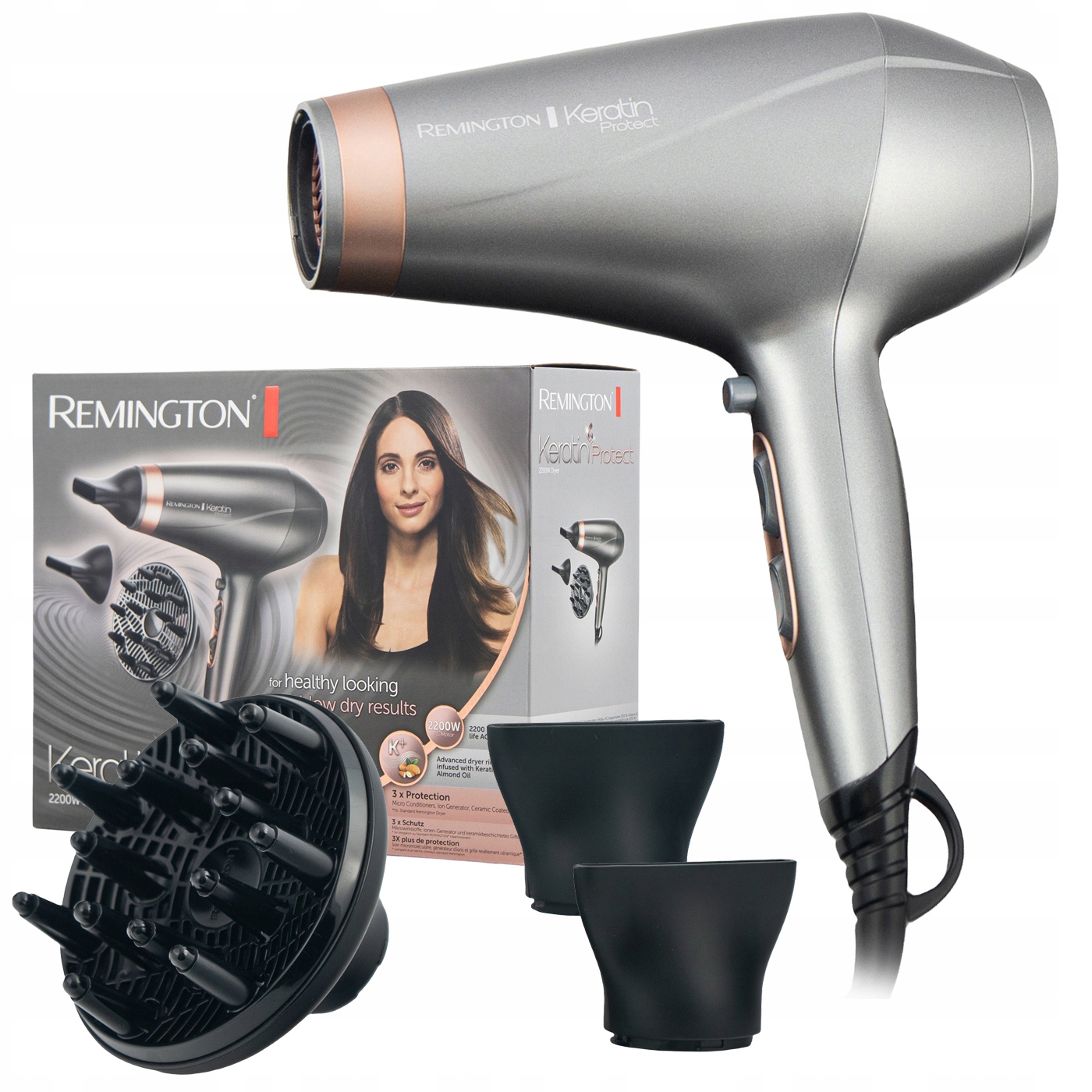 Suszarka do włosów Remington AC8820 Dyfuzor Koncetrator Keratain Protect