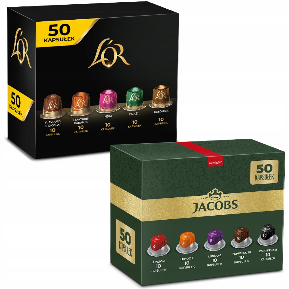 Kapsułki Jacobs i L'or do Nespresso(r)* 100 kapsułek zestaw 9+1 Gratis!