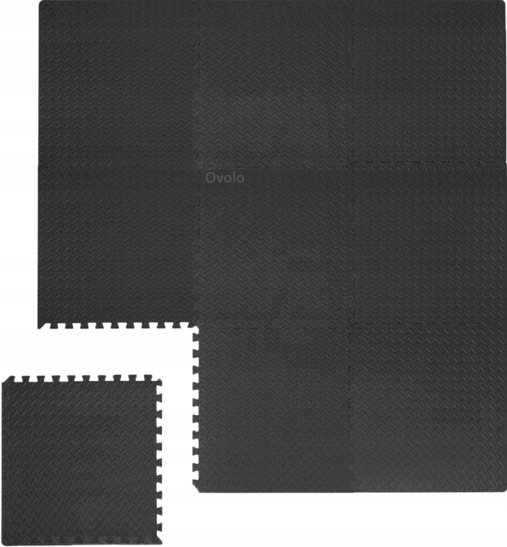 Podłoga gumowa Puzzle do siłowni Mata pod sprzęt ochronna czarna 1,8x1,8m