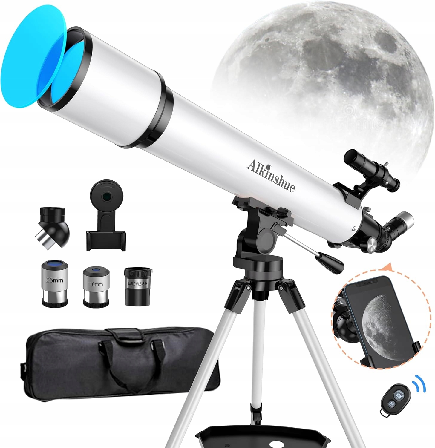 Alkinshue 70/600 – refraktorový teleskop pro začátečníky s bohatou polohou.