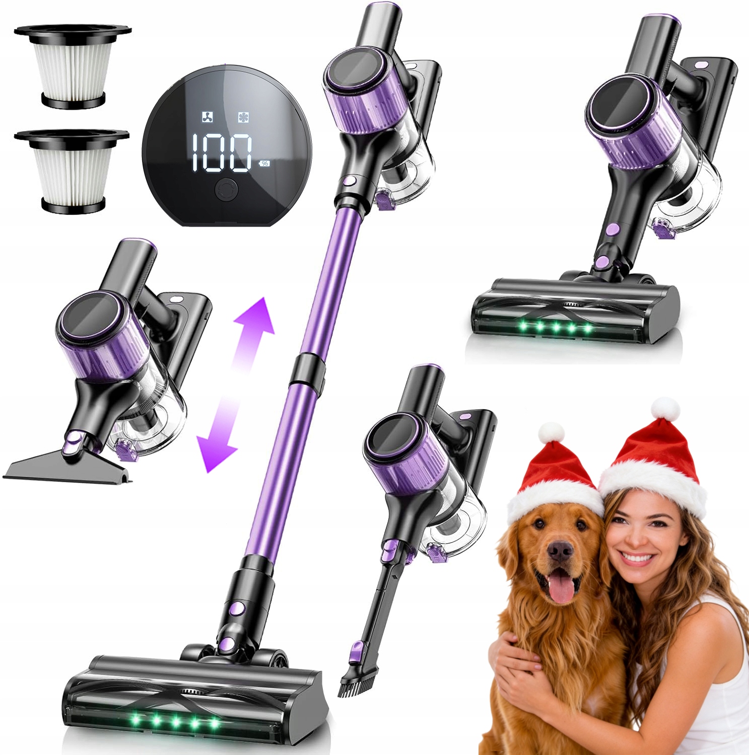 Odkurzacz Bezprzewodowy Pionowy Z Led Mocny 400W 30 Kpa 55MIN