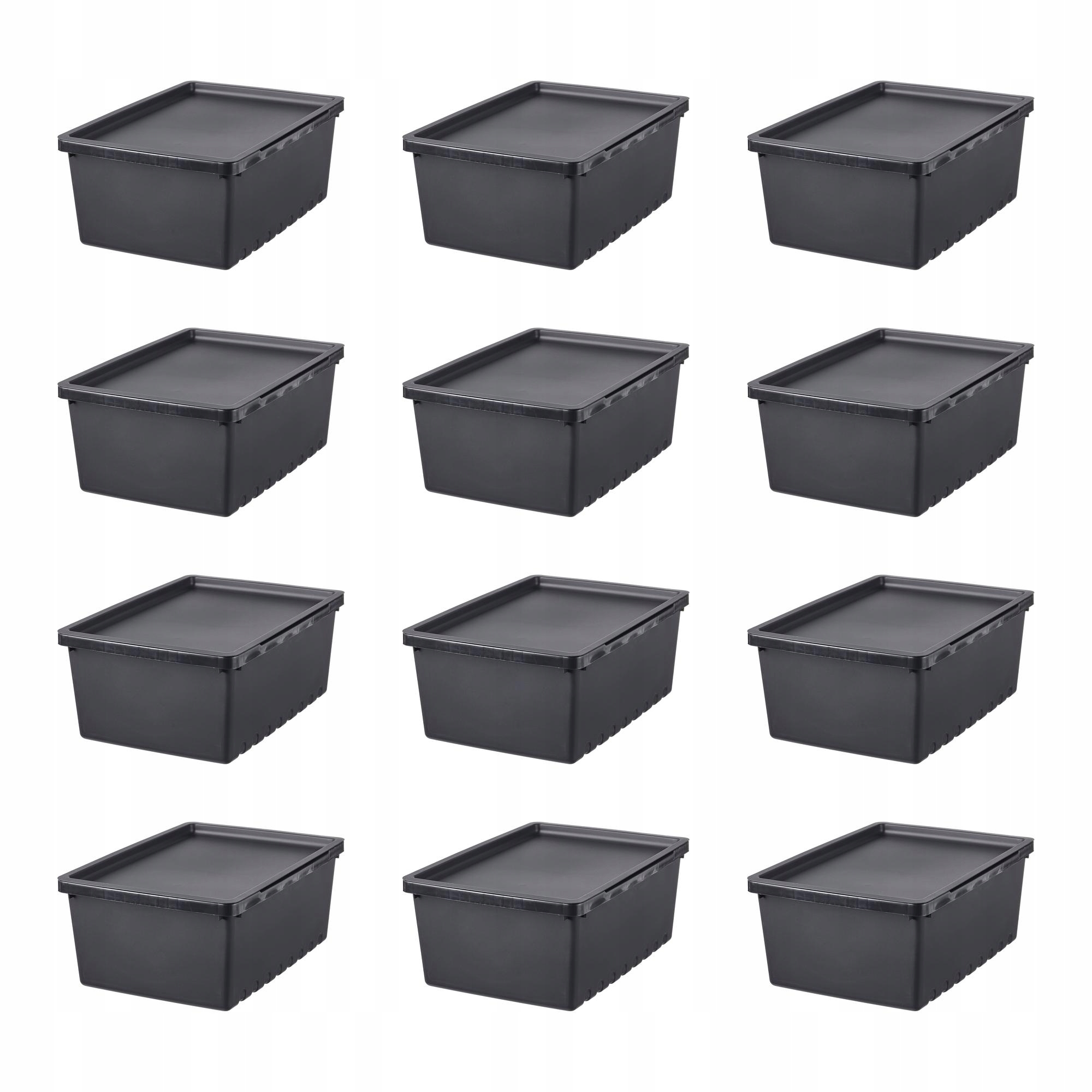 12 ks Nádoba s víkem Uppsnofsad 9l 35x25x14 cm černá