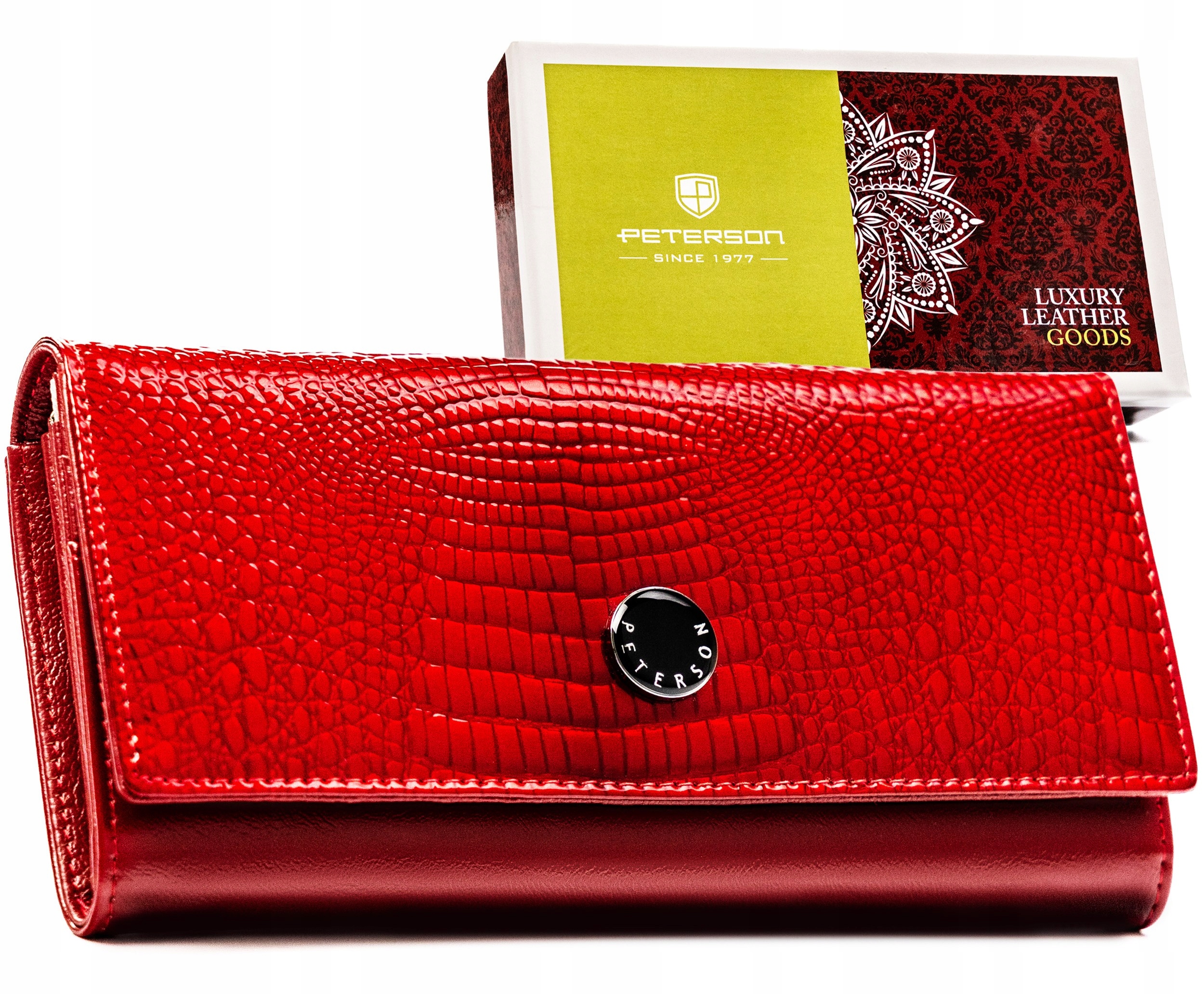 Portfel skórzany damski Peterson duży pojemny na zatrzask Rfid