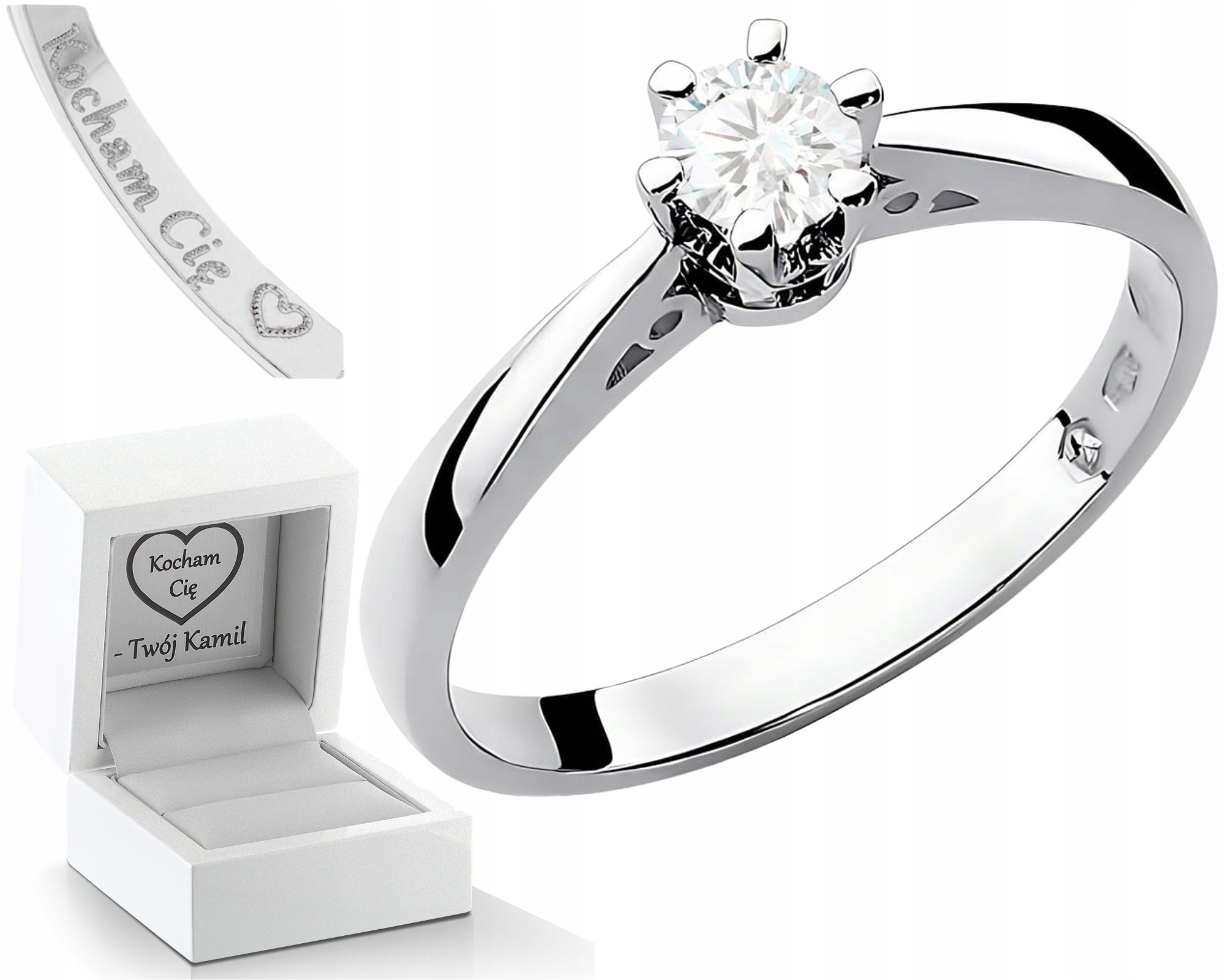 Bílé Zlato Klasický Prstýnek Laboratorní Briliant 0,30 Ct