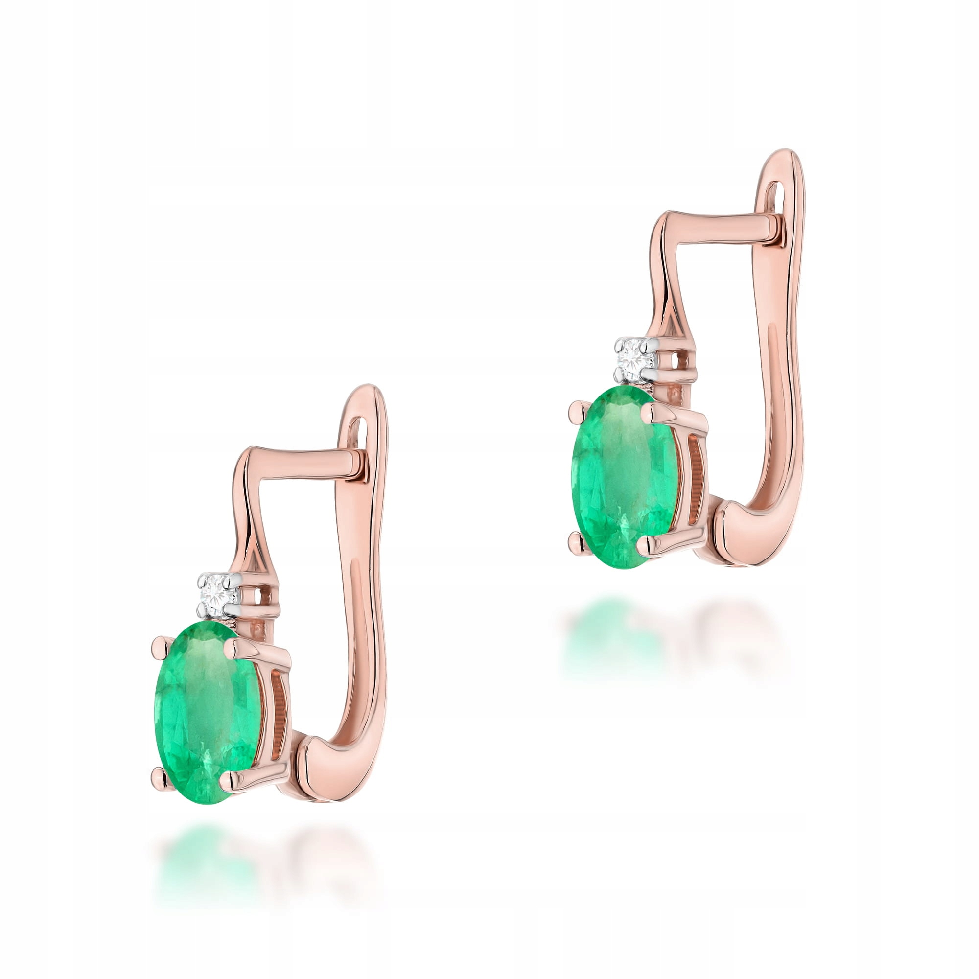Zlaté náušnice 585 se smaragdem 0,40 ct, růžové zlato, 14 karátů od klenotníka