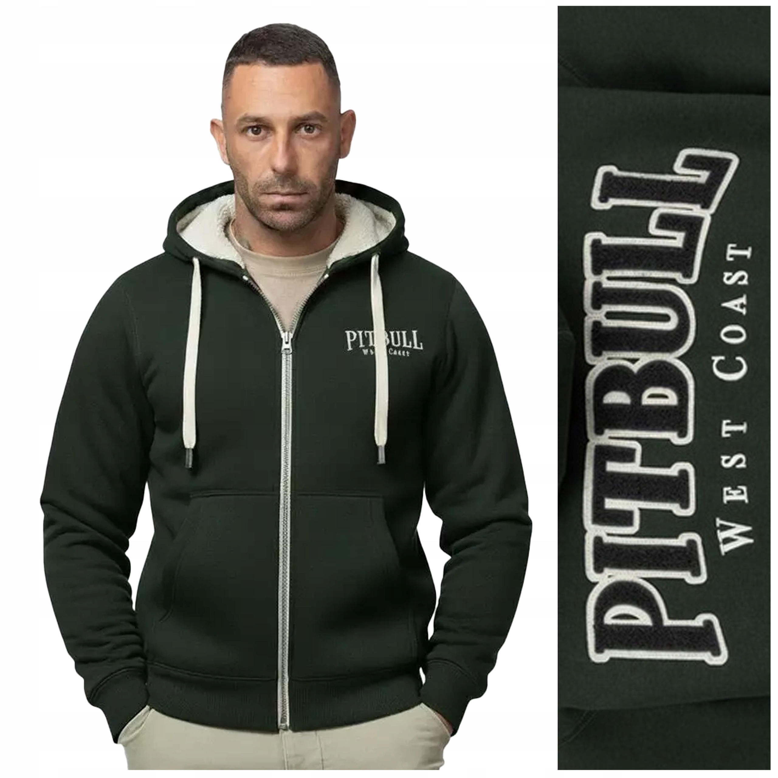 Rozepínací mikina s kapucí Pit Bull "ruffin Detroit" velikost XXL, tmavě zelená
