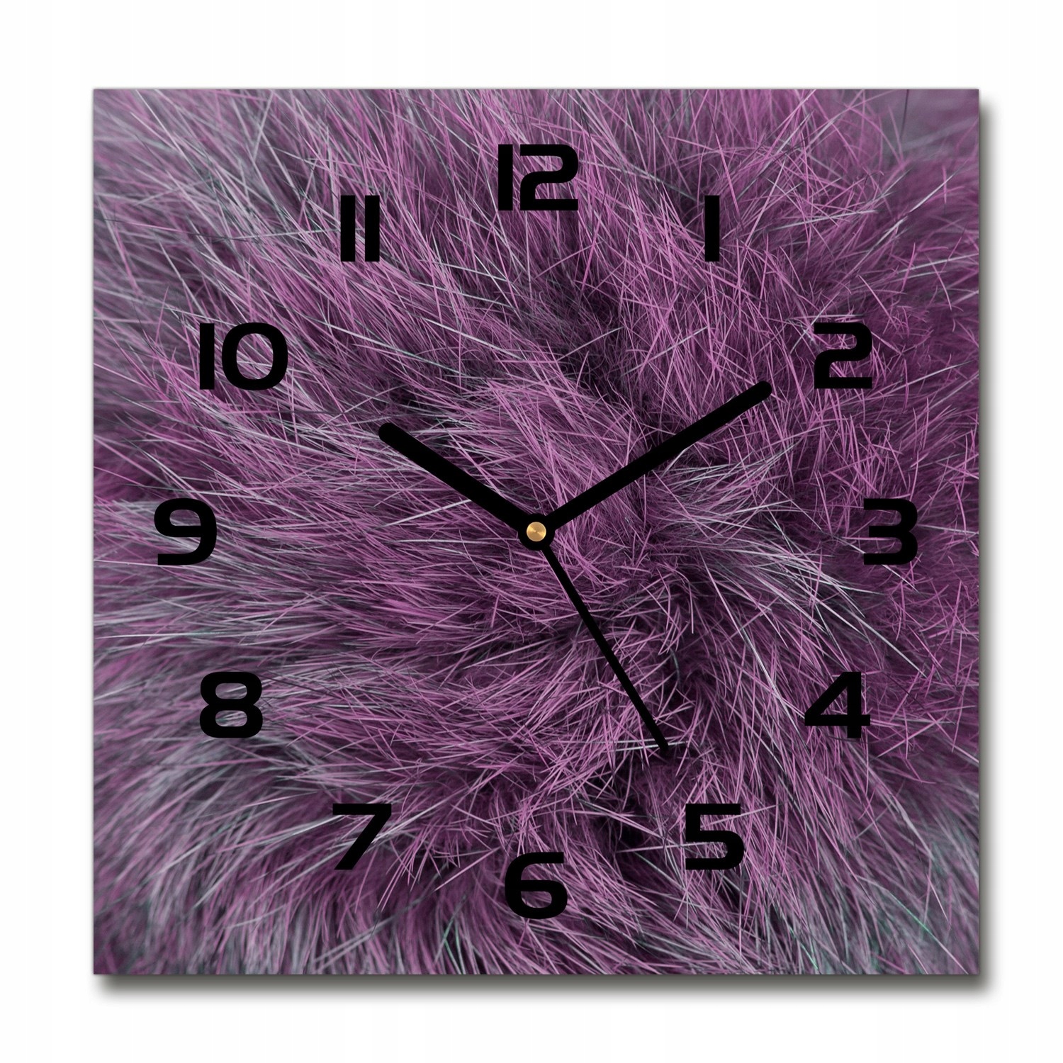 

Cichy szklany zegar na ścianę Różowe futro 30x30cm