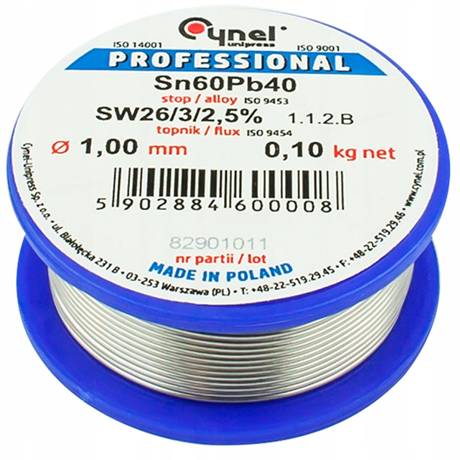 

Cyna 1,00mm/100g Sn60Pb40 Cynel 1mm
