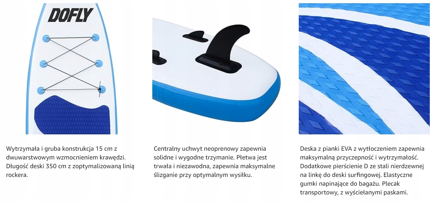 DESKA SUP SURFINGOWA GRUBA NADMUCHIWANA DOFLY 320cm Płeć produkt uniseks