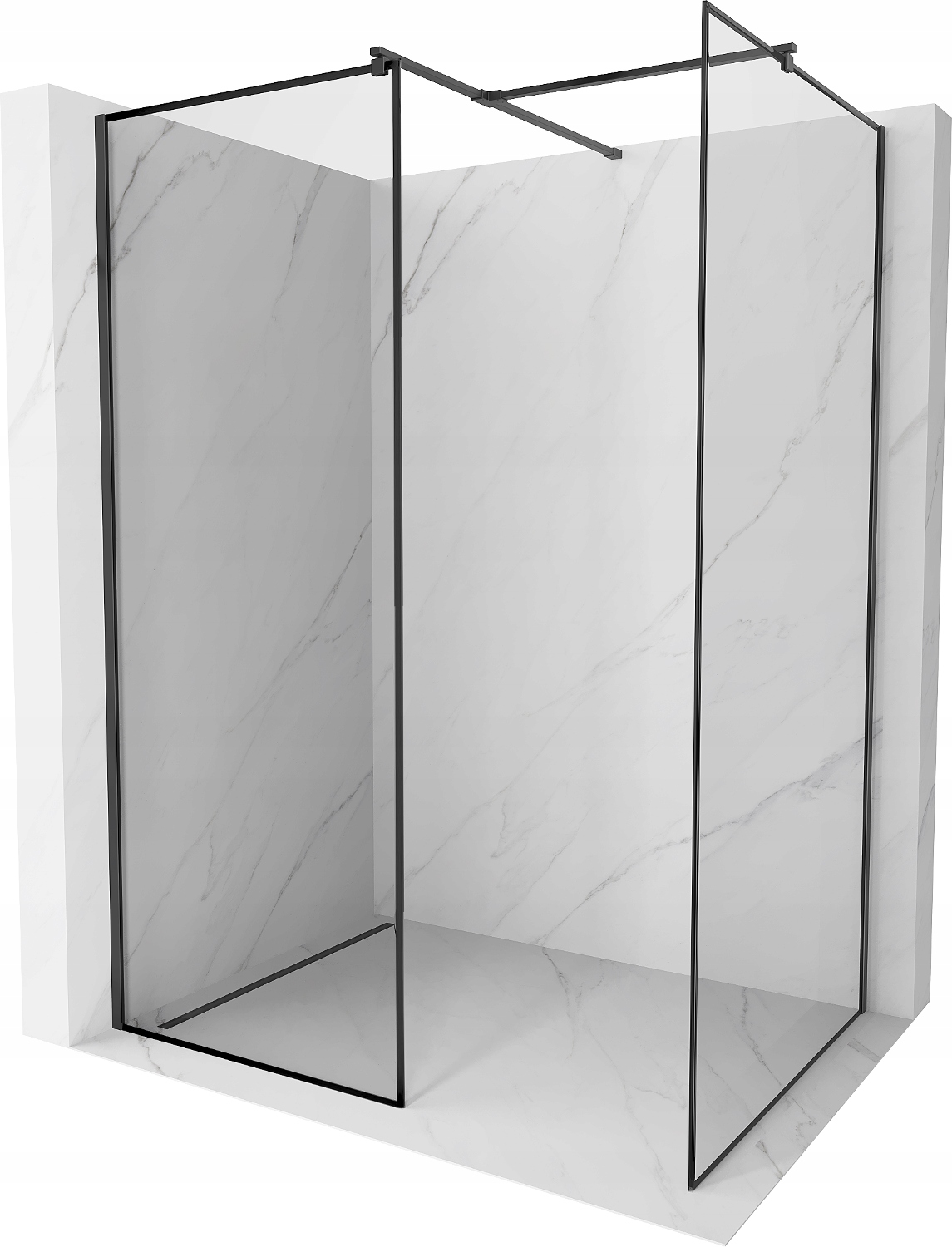 Mexen Kioto Ścianka Prysznicowa Walk-in 150X90 Czarny Wzór Czarna