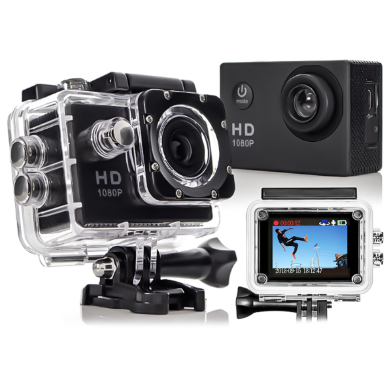 JADFEZY Kamera Sportowa FHD 1080P 12MP Wodoodporna 30M Szeroki Kąt 140° — miniatura 13