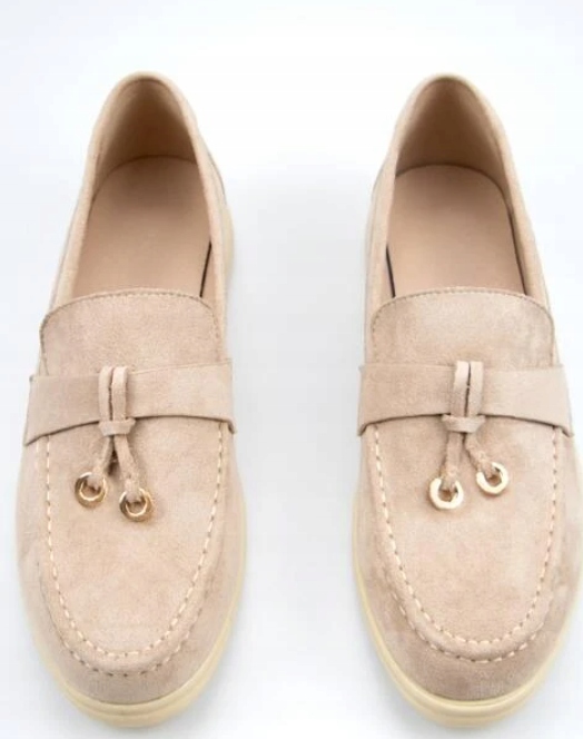 BUTY DAMSKIE MOKASYNY WSUWANE BEŻOWE 37,5 1V7A Nosek okrągły