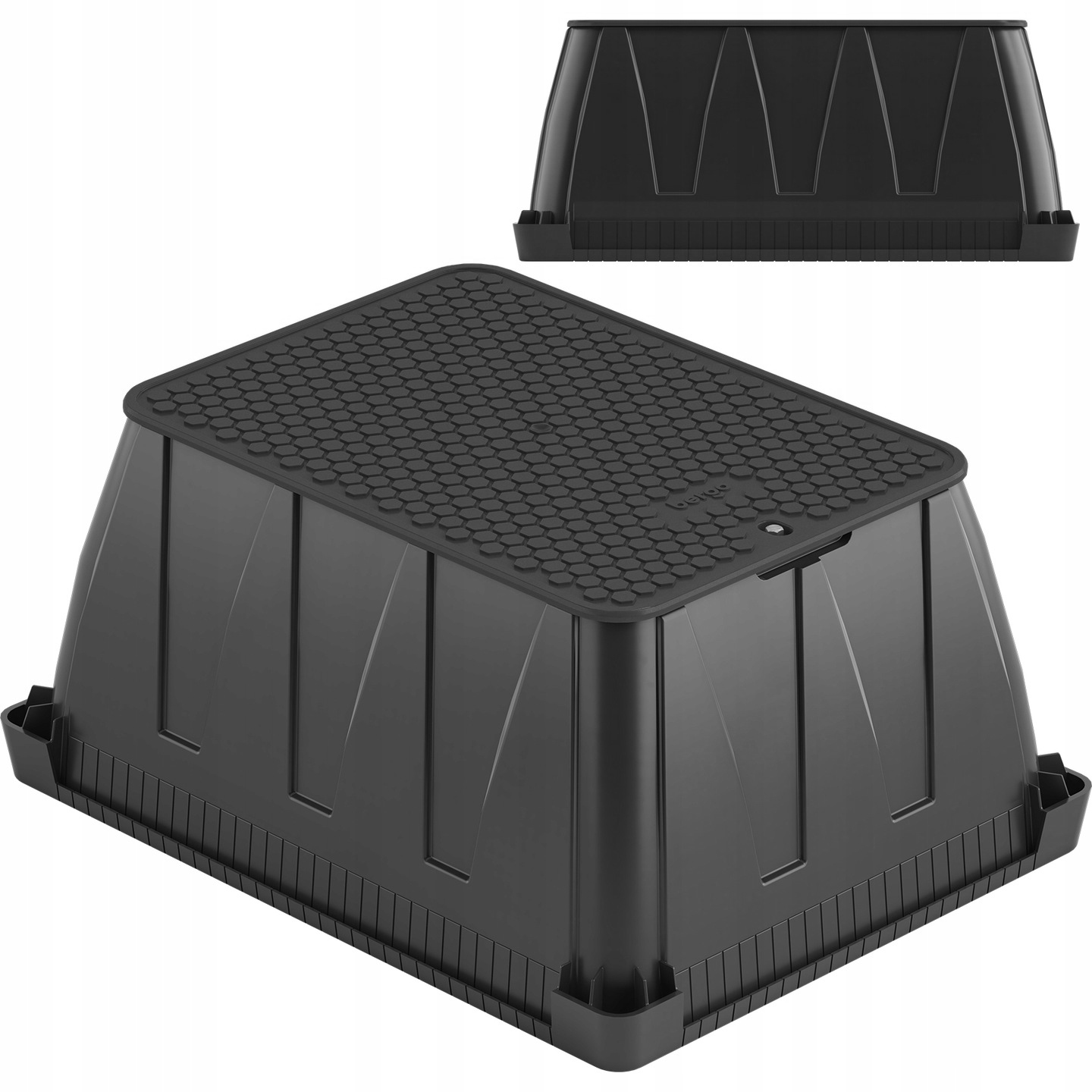 Solidna Skrzynka Studzienka Zaworowa Jumbo Duża Prostokątna Czarna Pokrywa