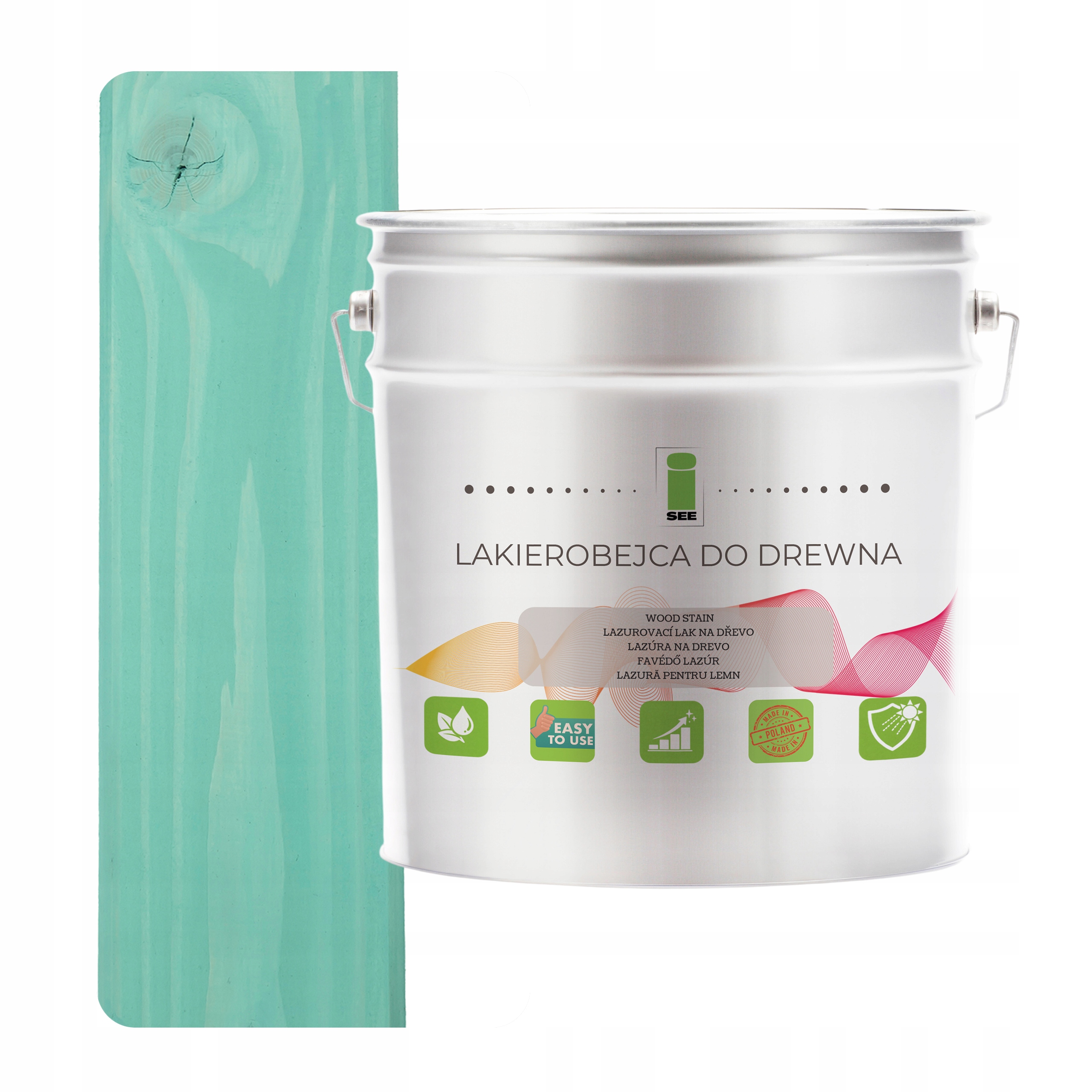 Lak na dřevo mátový, hydrofobní, bez zápachu, polomatný, 3v1 5L H1441