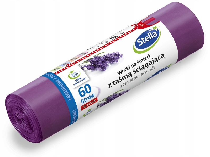 

Stella Worki Na Śmieci Z Taśmą Lawenda 60L 10 Szt