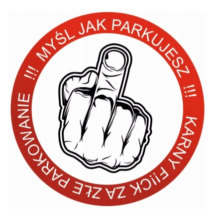 Naklejki etykiety karne za złe parkowanie duże o średnicy 7cm 12szt K2