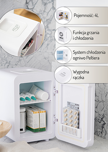 Mini lodówka AD 8085 z lustrem - 4L, chłodzi i grzeje!