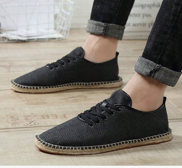 BUTY MĘSKIE ESPADRYLE CZARNE SZNUROWANE 45 1ŁDA Stan opakowania zastępcze