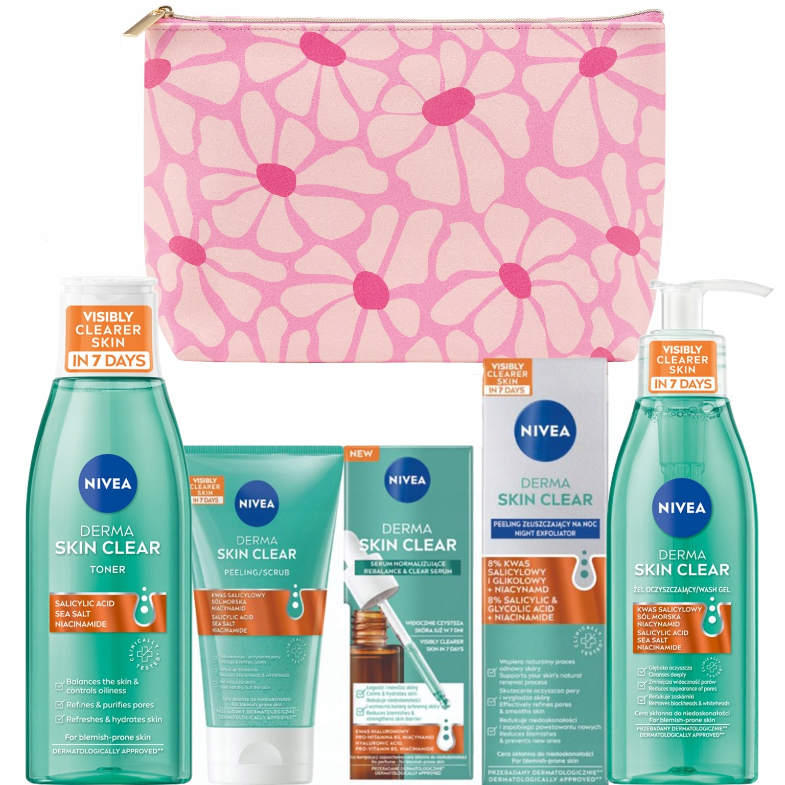 Nivea Čisticí sada na obličej Derma Clear Sérum Kosmetická taštička