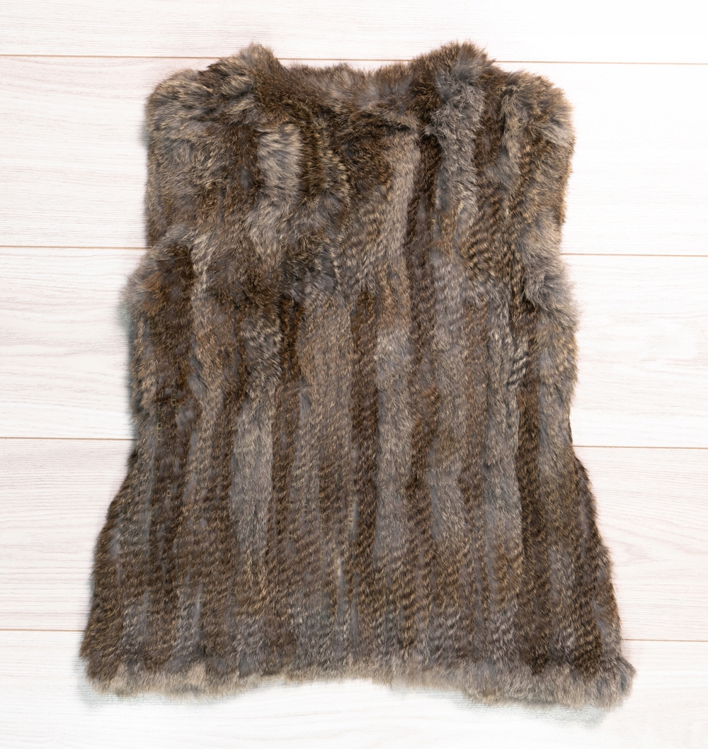 GIPSY MAURITIUS KAMIZELKA Z KRÓLIKA RABBIT r 42 XL Kaptur bez kaptura