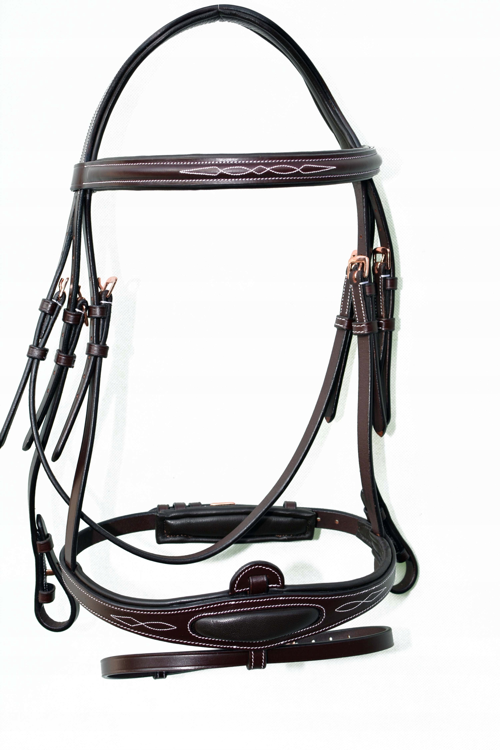 Ogłowie Anatomiczne Profilowane Skórzane Premium Roz. Full