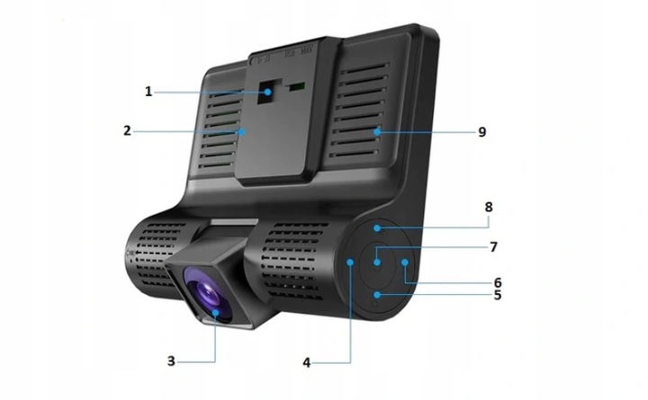 Wideorejestrator Kamera Cofania i Wnętrza 3w1 PL Kąt widzenia 170°