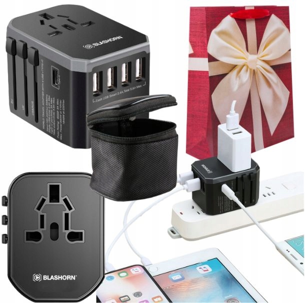 Multi Nabíječka Cestovní Adaptér Usa Gb 4x Usb 1x Usb-c Set