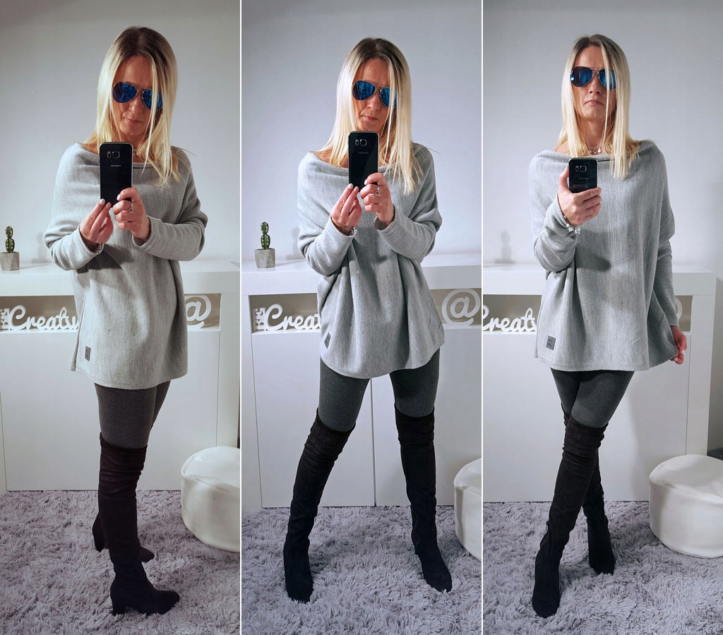 

Sweterek Oversize Tunika Sweter Wool Odkryte Ramię