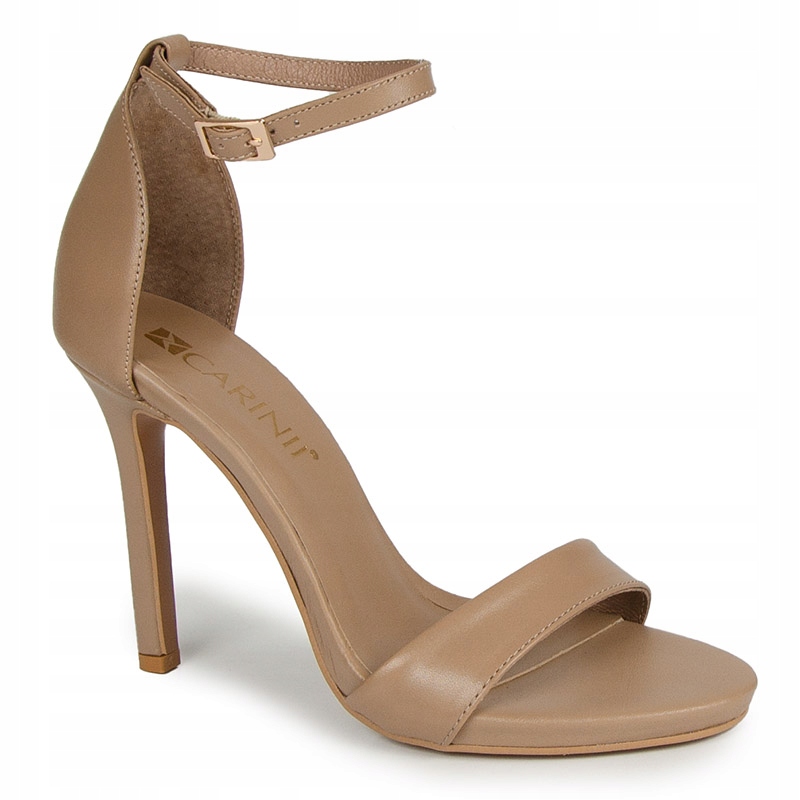 Carinii B9694 Sandály Lodičky Kůže Lico Béžové 37