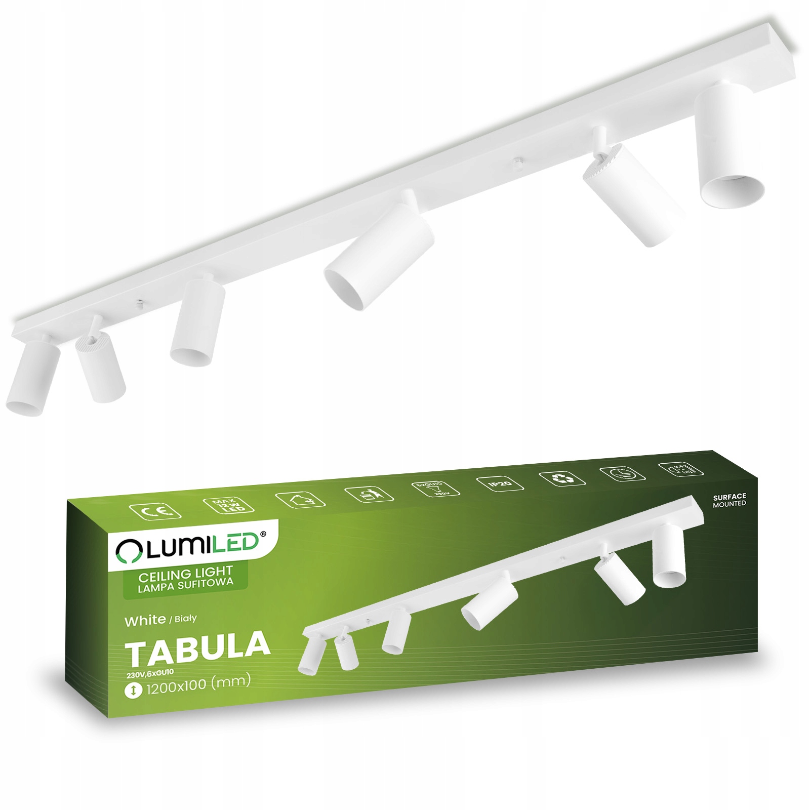 Lampa Sufitowa Spot Tuba Reflektor Oprawa Halogenowa Regulowana 6xGU10