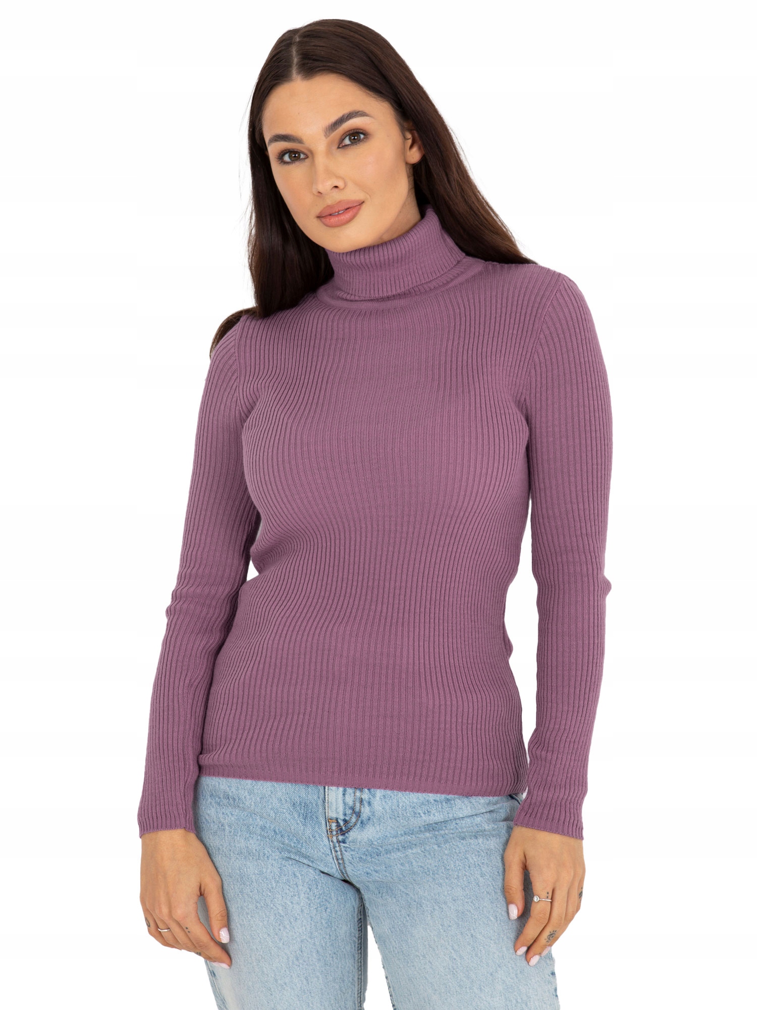 

Dopasowany Sweter kobiecy Golf gładki