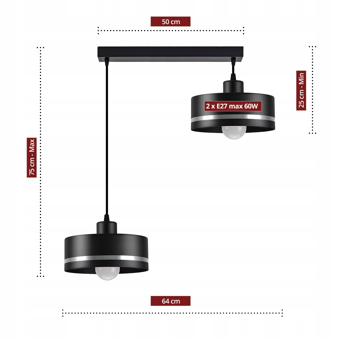 Metalowa Lampa Wisząca Sufitowa Żyrandol z Paskiem Marka Luxolar