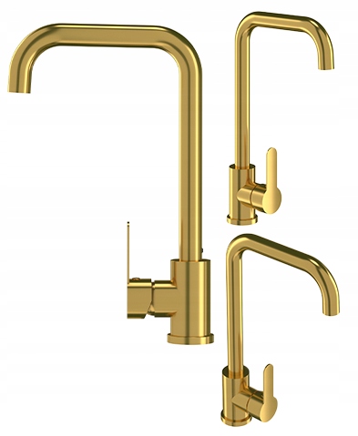 Vysoká Kuchynská Batéria Do Umývadla, Brúsená, Zlatý Kohútik, Zaoblený Steel