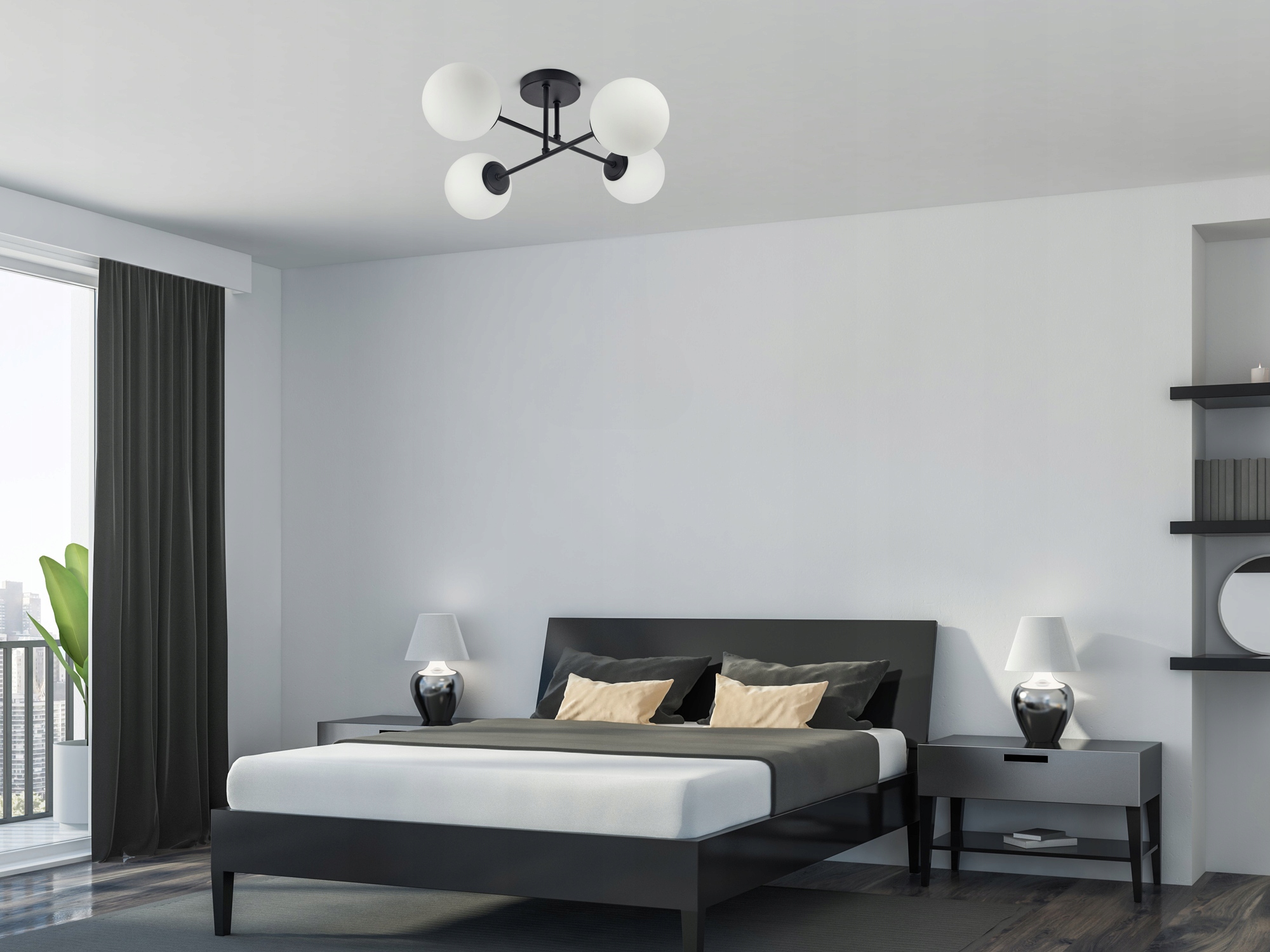 Lampa Sufitowa Żyrandol Plafon Full Globe Glass 561-W4 G9 Białe kule LED Rodzaj gwintu G9