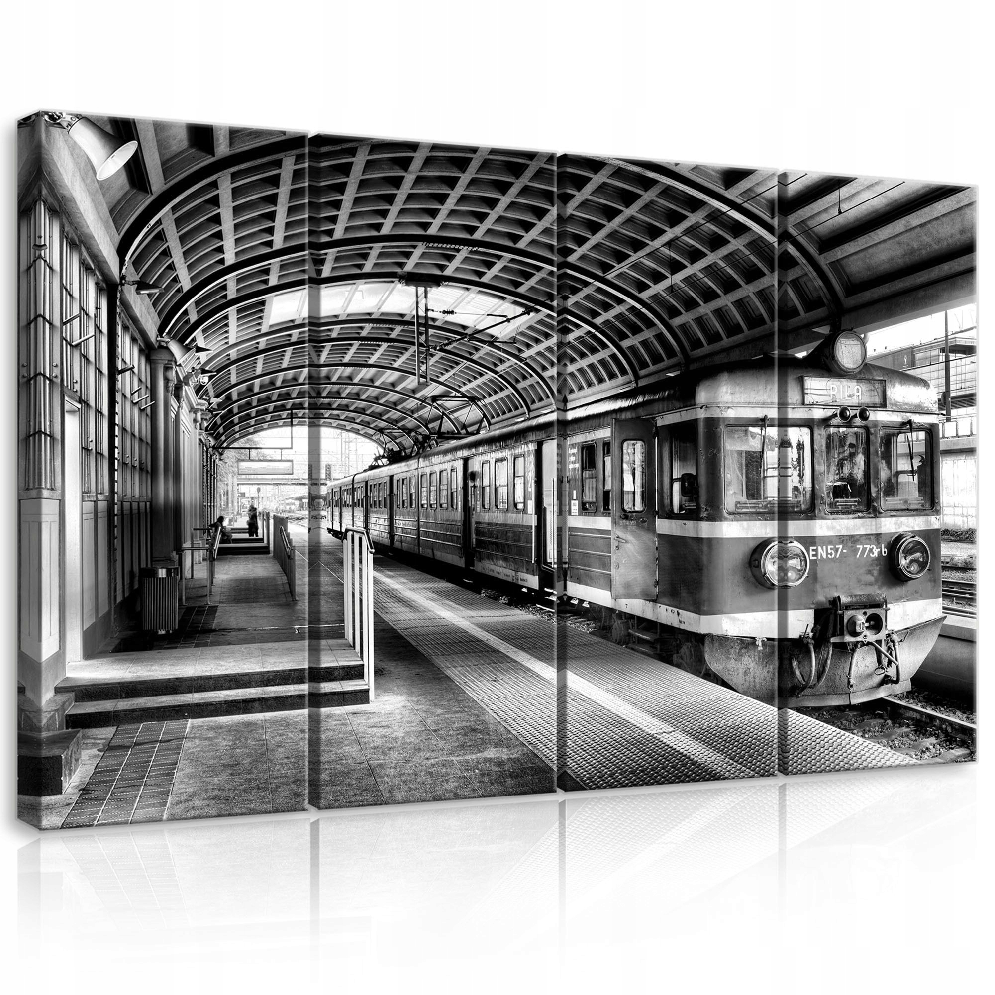 Obraz 120x80 Vlak stanica nástupište čiernobiele mesto architektúra cestovanie