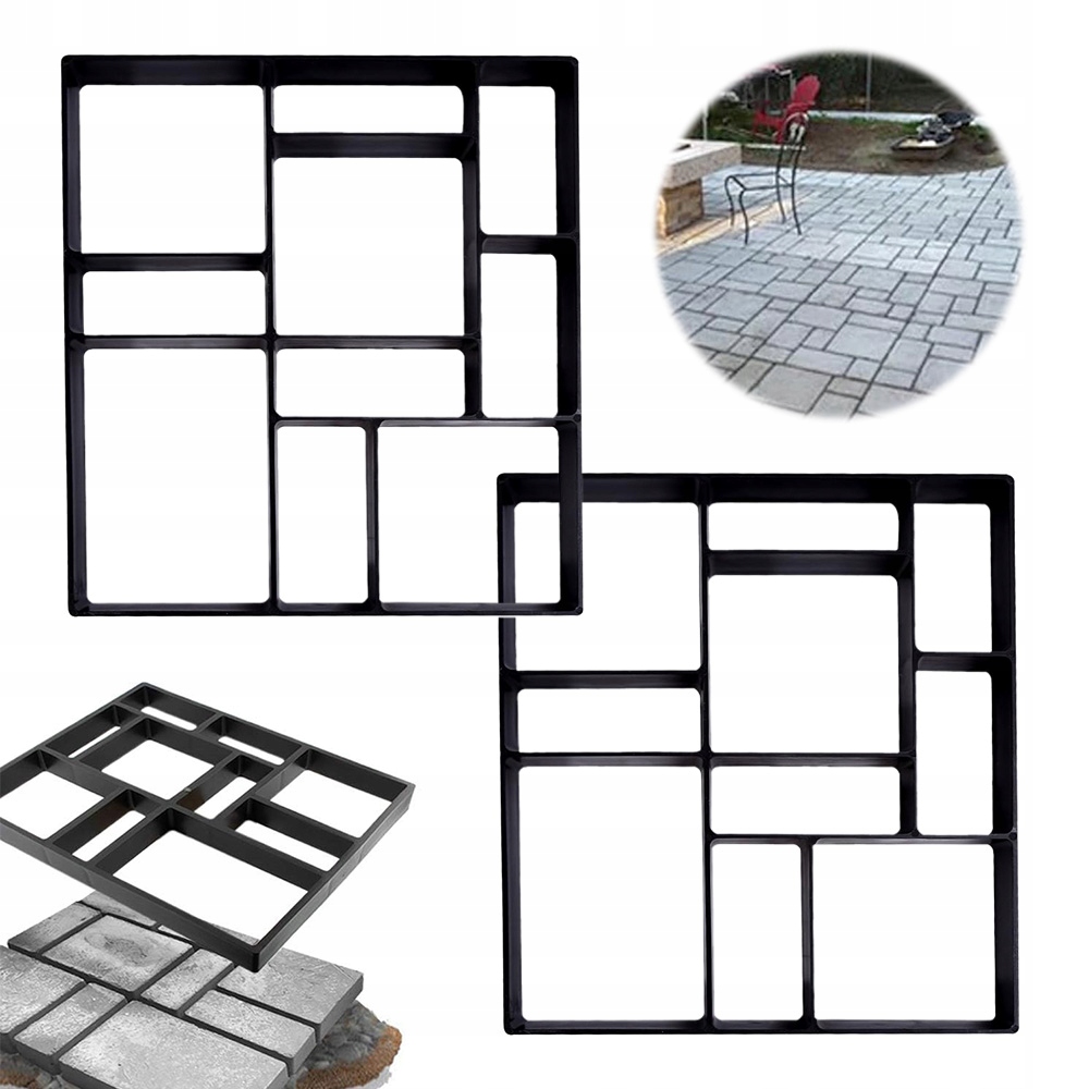 Sada 2 Kusů Forem Na Dlažební Kostky 40 CM X 45 CM Pro Zahrady