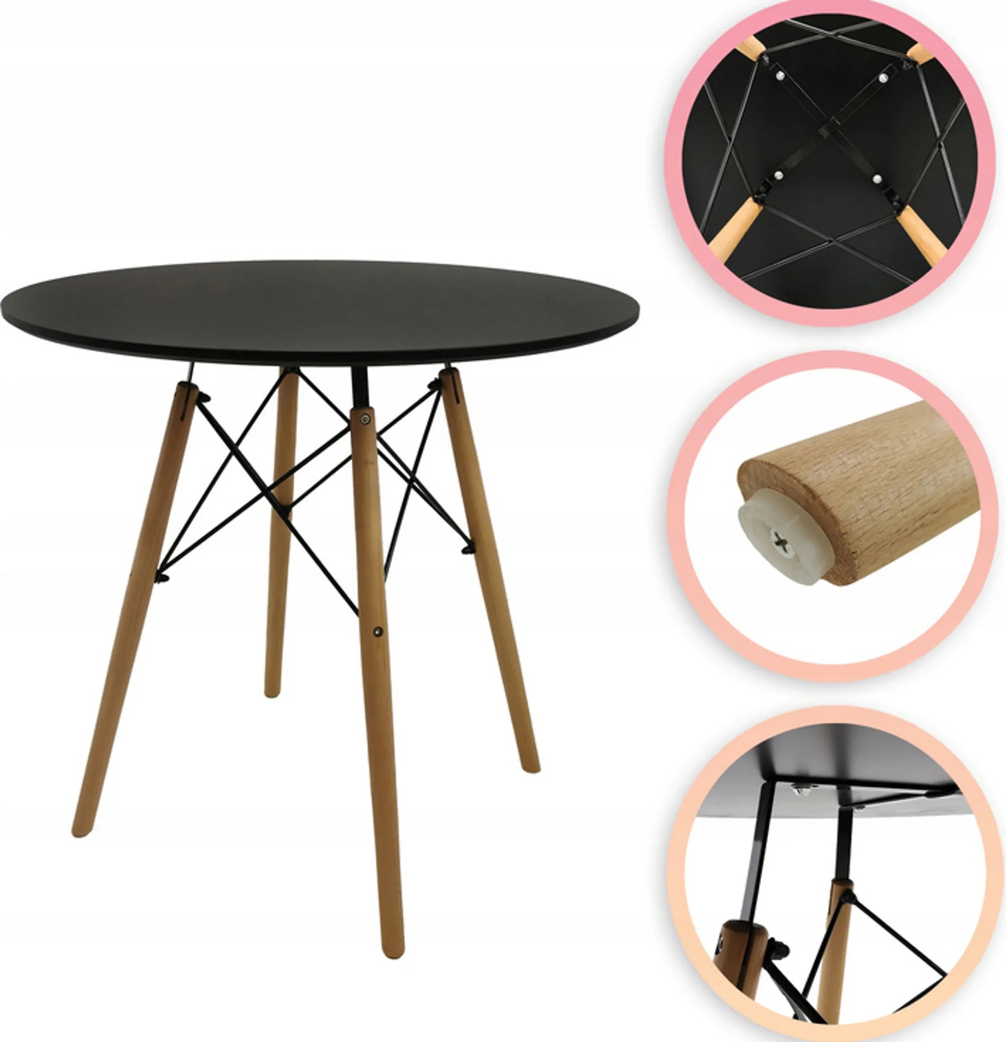 kulatý kuchyňský stůl Oskar , černý, 80 x 80 x 72 cm