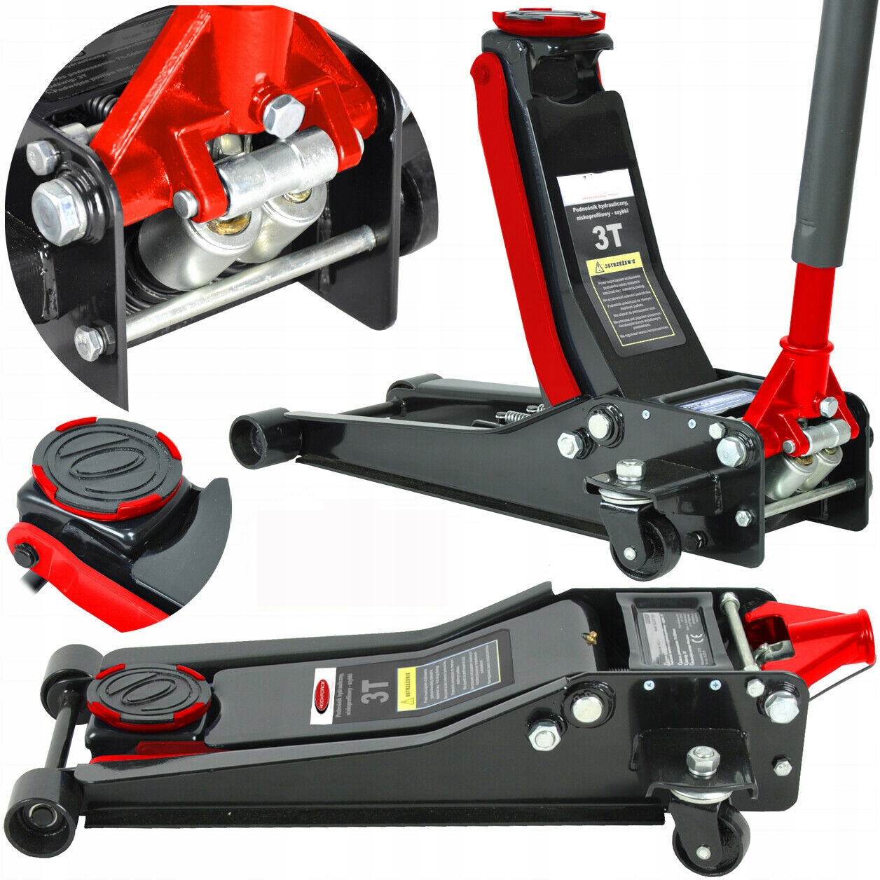 PODNOSNIK LEWAREK ZABA 3T NISKI 2 TLOKI 510mm GUMA