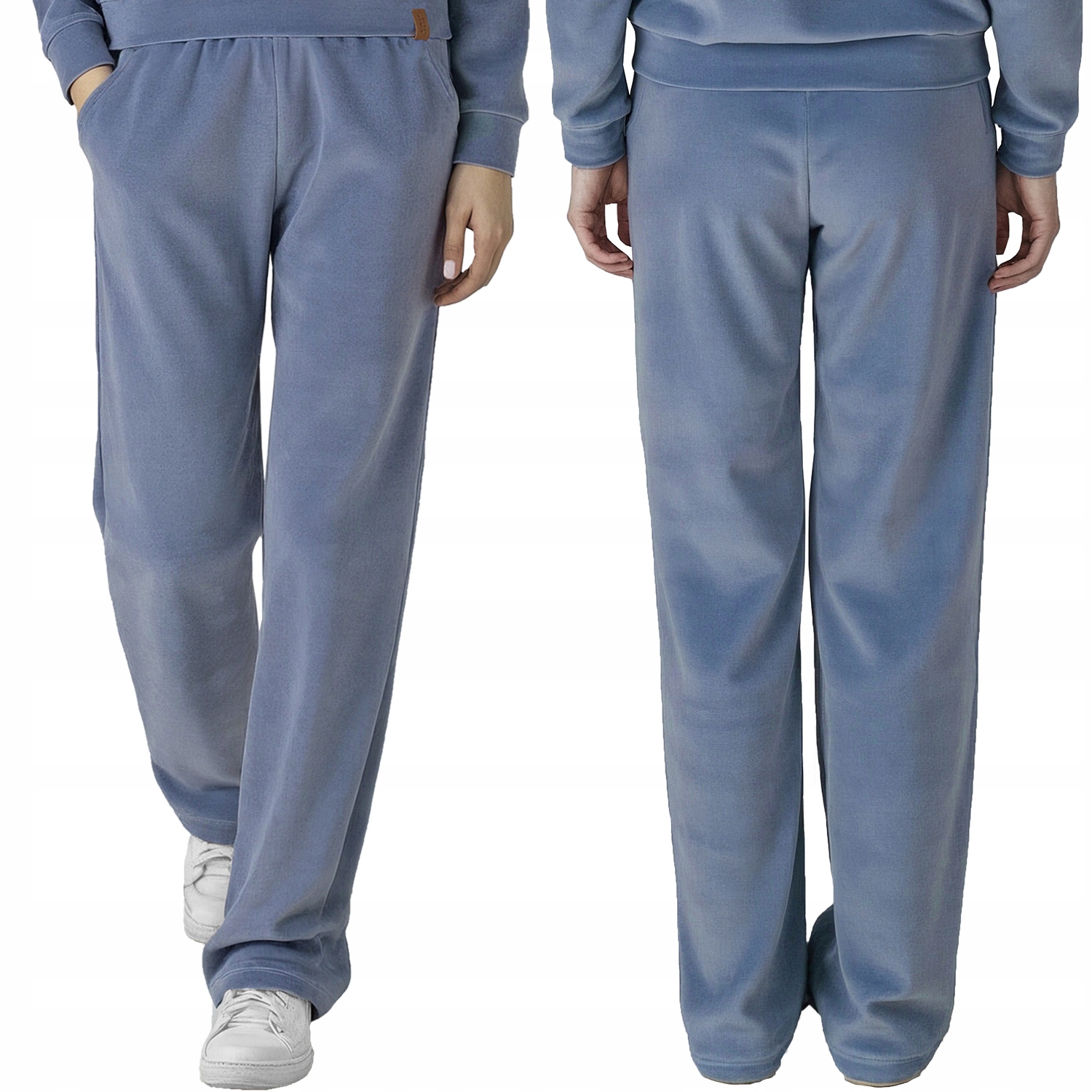 Vivisence 9105 modré velurové kapsy dlouhé tepláky M Kalhoty