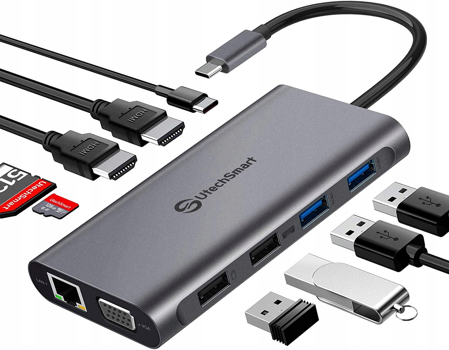 Usb Hub, Adaptérová Stanice, Adaptér Utechsmart UCN3270 11 Portů 11V1