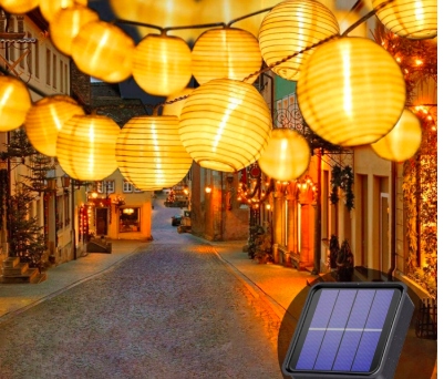 Solární Led Světelný Řetěz S Lucernami 8 M – 30 Led, Teplé Světlo