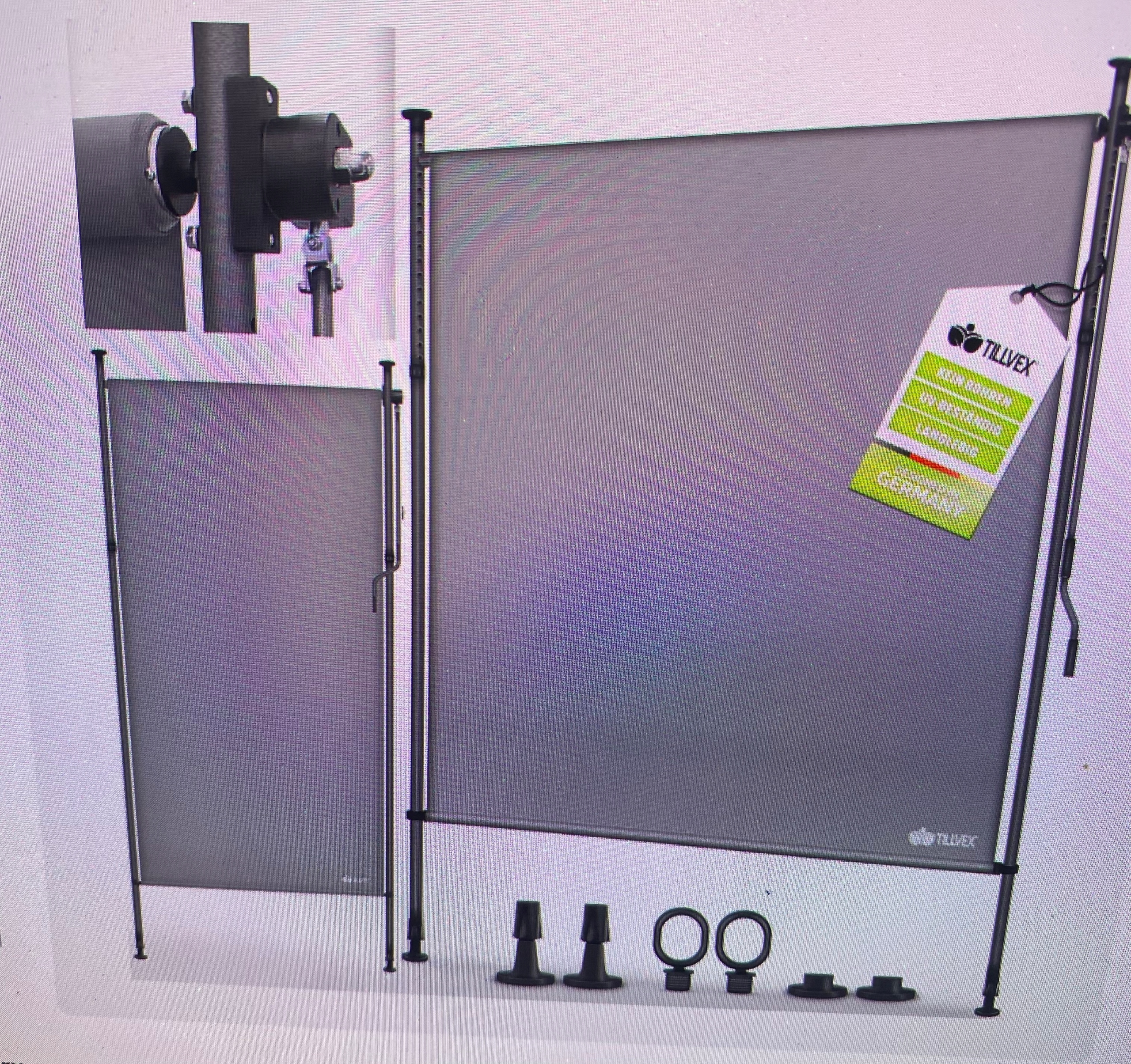 Markiza zaciskowa tillvex markiza pionowa 100x310cm szara z korbą ręczną