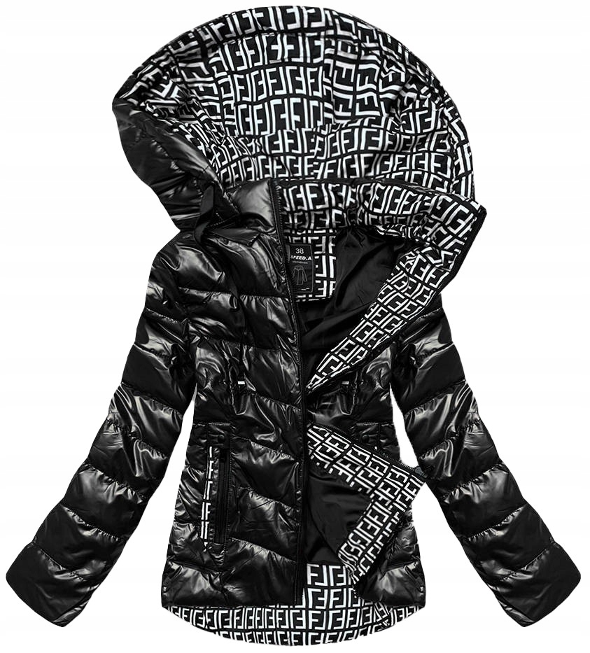 Metalická Bunda S S Kapucí W718 Černá